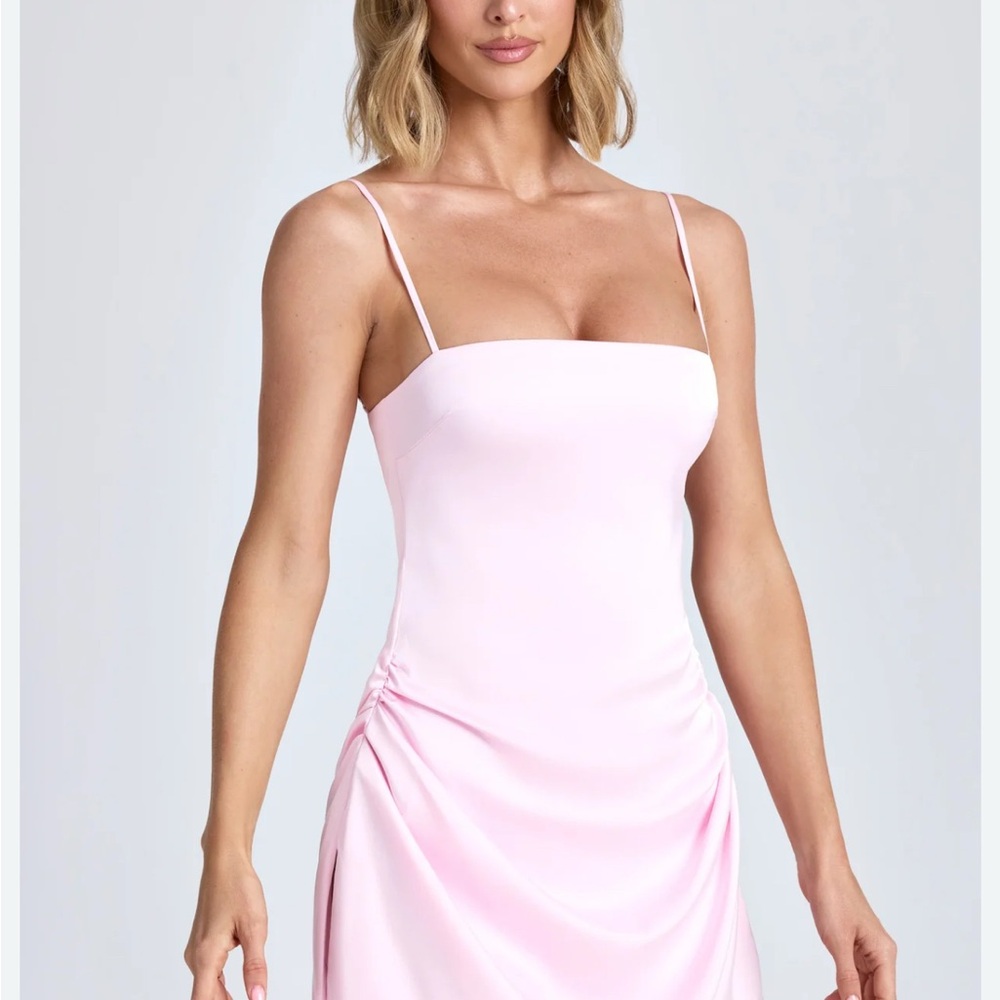 Chic Light Pink Ruched Dress - Picture 5 of 6